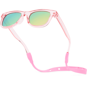 Transparent Pink Polarized Baby Sunglasses with Strap 0-24 Months