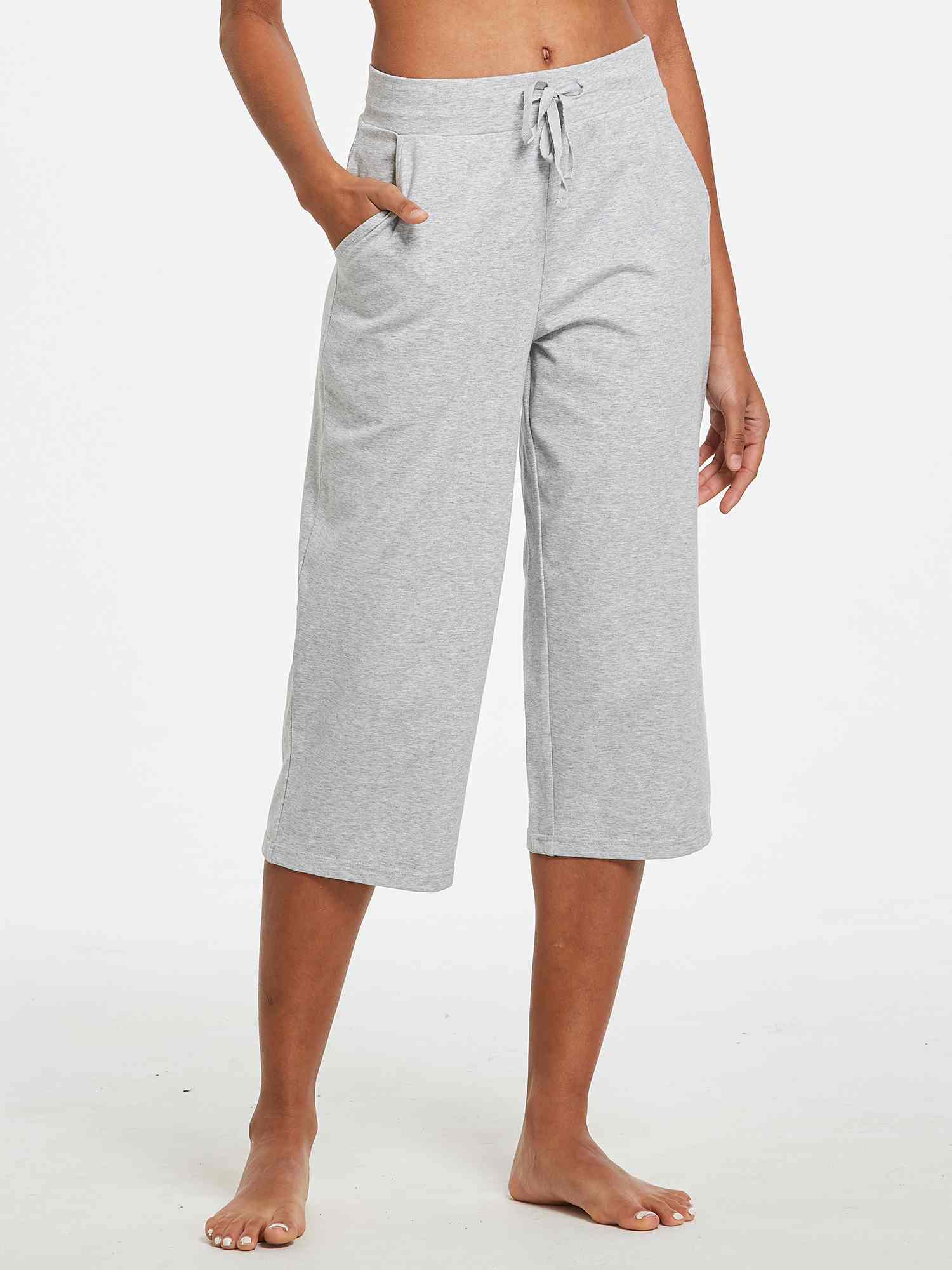 Women's Lightweight Wide-Leg Cotton Capri Pants