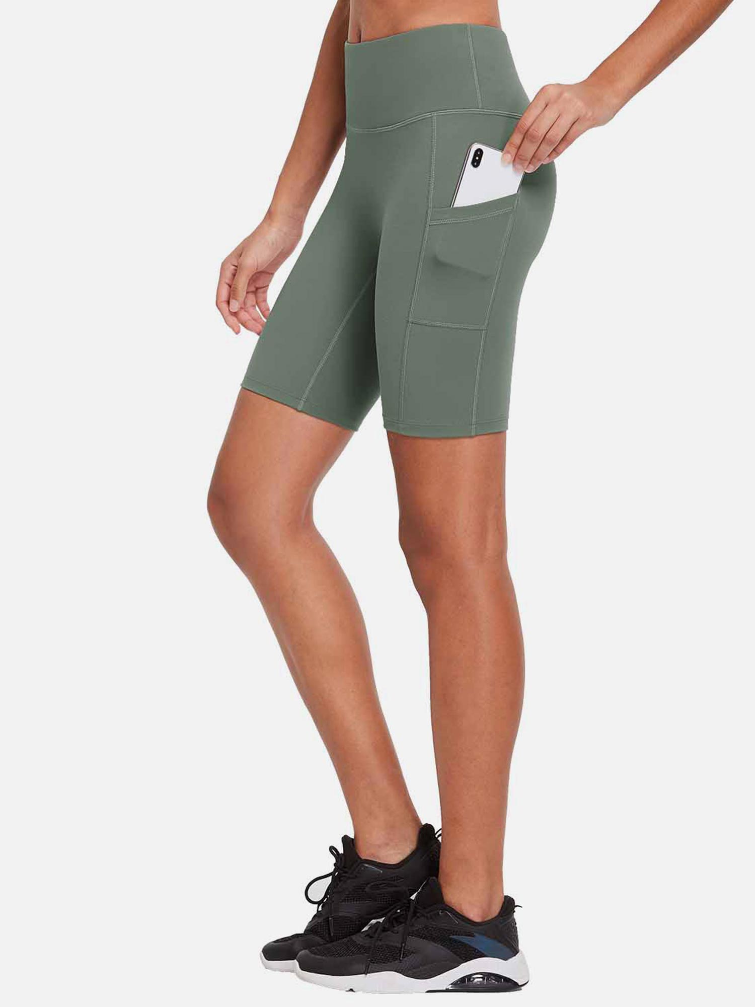 Women's 8" High-Waisted Compression Biker Shorts with Side Pockets