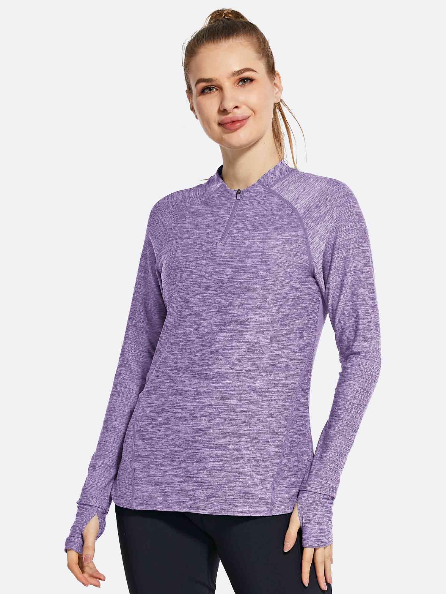 UPF 50+ Zip Neck Quick-Dry Long-Sleeve Running Shirts