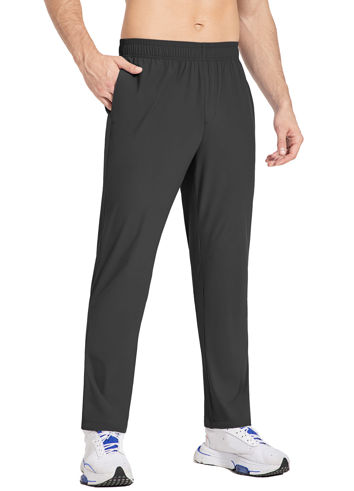 Men's Elastic-Waist Tapered Running Pants
