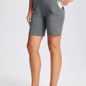 8" Yoga Knit Waistband Straight Leg Knee Shorts