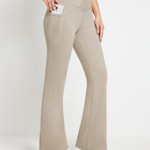 Crossover Waist Fleece Flare Pants