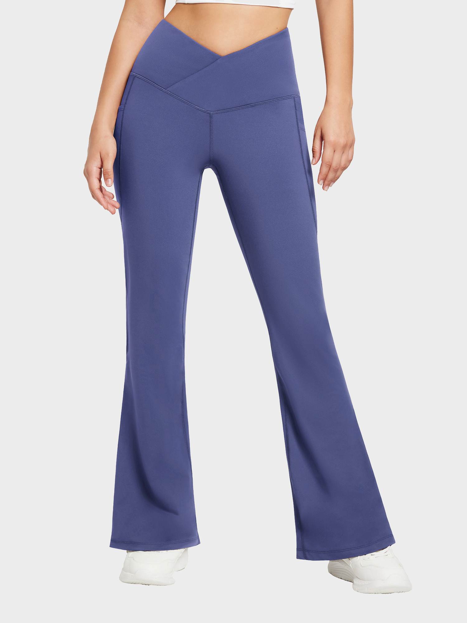 Crossover Waist Fleece Yoga Flare Pants