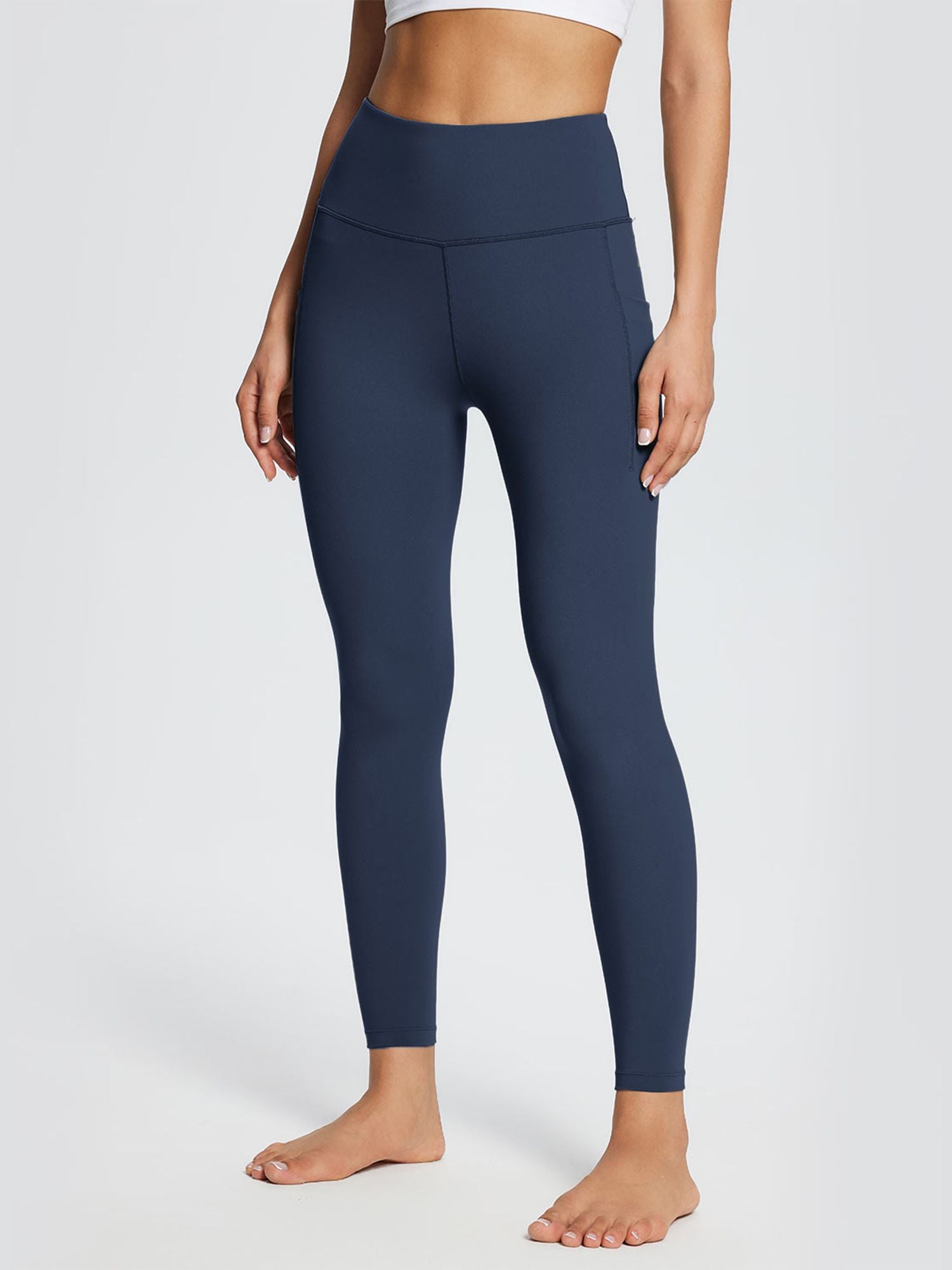 Women's Plus Size 27" High-Waisted Ankle Leggings with Deep Pockets