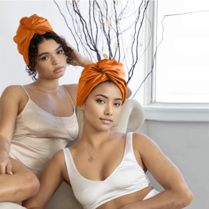 100% Mulberry Silk Head Turban Hair Wrap with Hyaluronic Acid Inside
