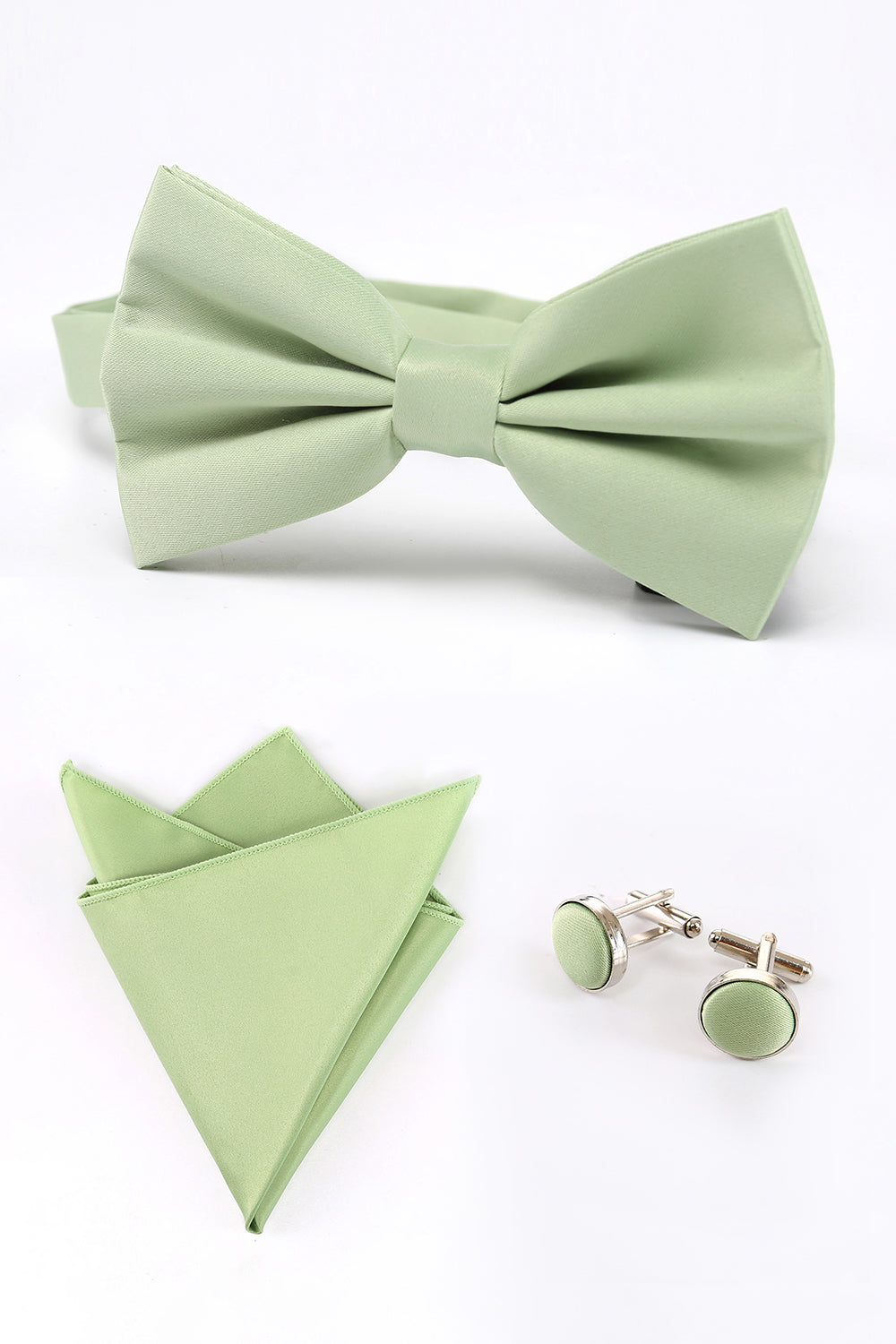 Men's Light Green Adjustable Bow Tie Solid Formal Tuxedo Bowtie