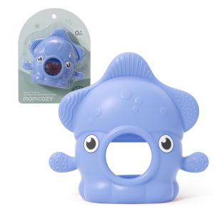 Momcozy Teething Toys, Food Grade Silicone Baby Teether for 0–12 Months, Baby Adjustable Teethers Mitten, Easy Grip Teething Relief with Multiple Chew Points,Sensory Exploration & Early Learning,Blue
