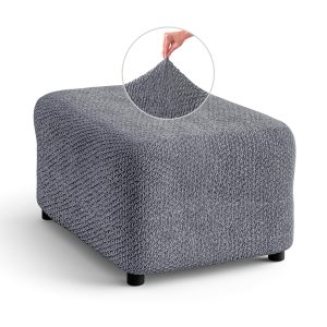 PAULATO BY GA.I.CO. Ottoman Slipcovers - 1-Piece Furniture Protector - Form Fit, Machine Washable -VelvetCollection - Grey Color