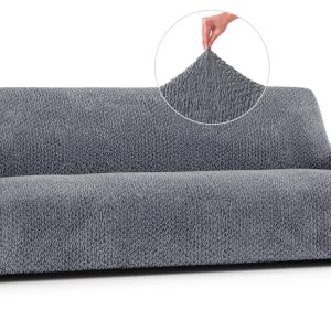 PAULATO BY GA.I.CO. Sofa Slipcovers - 1-Piece Furniture Protector - Form Fit, Machine Washable -VelvetCollection - Grey Color