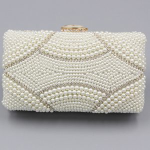 Ivory Beaded Pearls Party Clutch