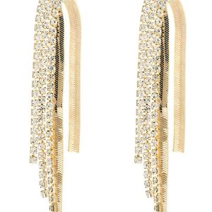 Golden Beaded Wedding Earrings