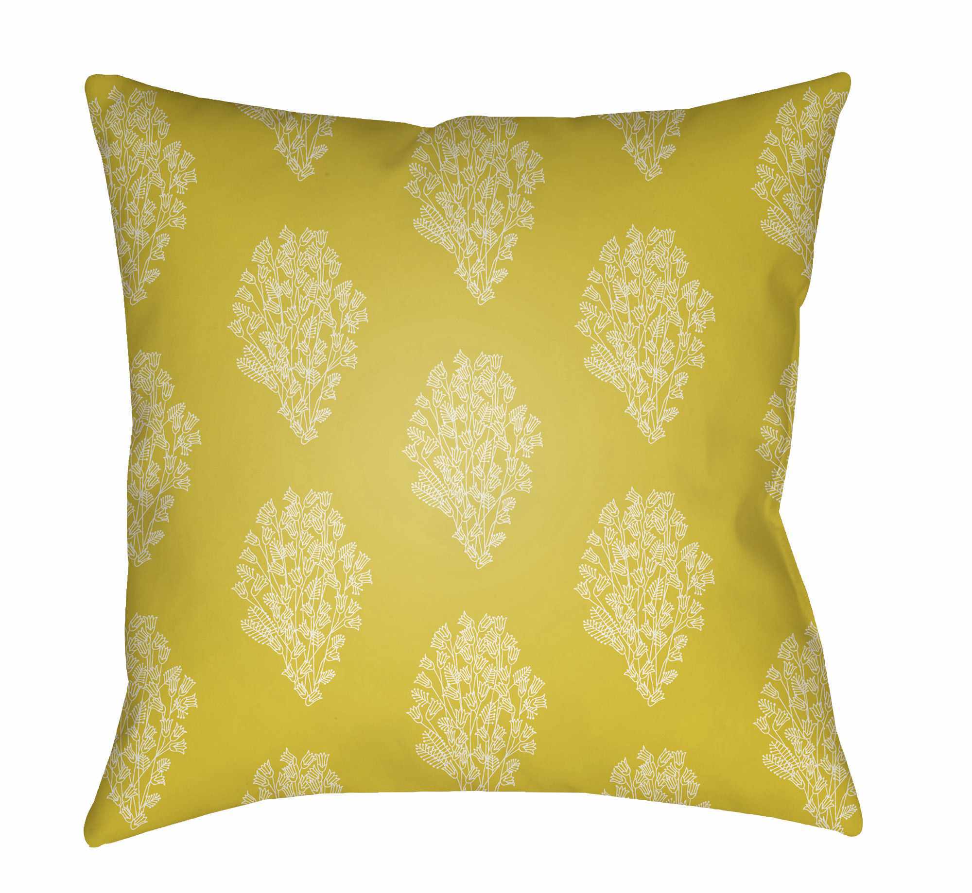 Pantao Yellow Botanical Pattern Outdoor Throw Pillow