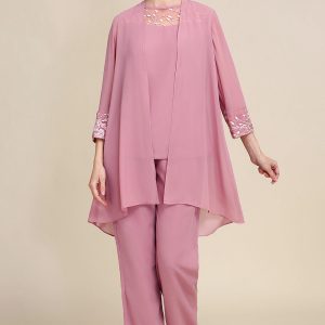 Blush Elegant 3-piece Chiffon Mother of The Bride With Wrap