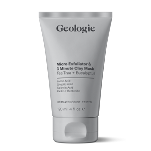 Geologie Micro Exfoliator Scrub + Clay Face Mask| 3-in-1 Face Scrub + Face Mask + Body Exfoliator | Tea Tree + Eucalyptus Scented | 4 fl oz