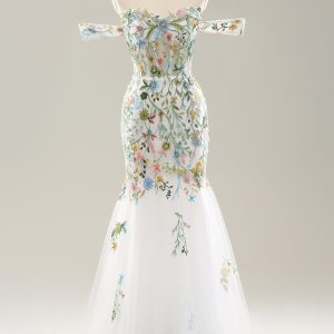 Mermaid Sweetheart Corset Long Wedding Dress with Embroidery