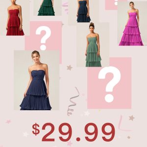 A-Line Strapless Tiered Pleated Bridesmaid Dress [US WAREHOUSE]- Random Color